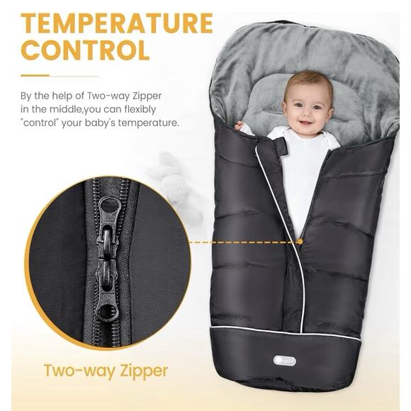 IvyWind Universal Stroller Footmuff Winter Waterproof Bunting Bag Black New - Picture 3 of 7